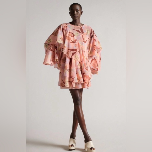 Ted Baker ~ Size 1 ~ Pegaia Sleeve Detail Mini Dress Coral ~See Size Chart - Picture 5 of 16